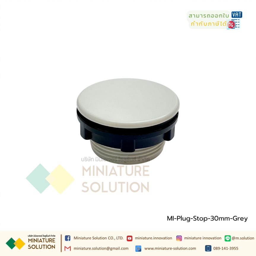 (ราคา ต่อชิ้น) ปลั๊กอุดหน้าตู้ไฟ ตู้ควบคุม 30mm ปลั้กอุด แหวนล็อค พลาสติก 30mm (สีเทา)