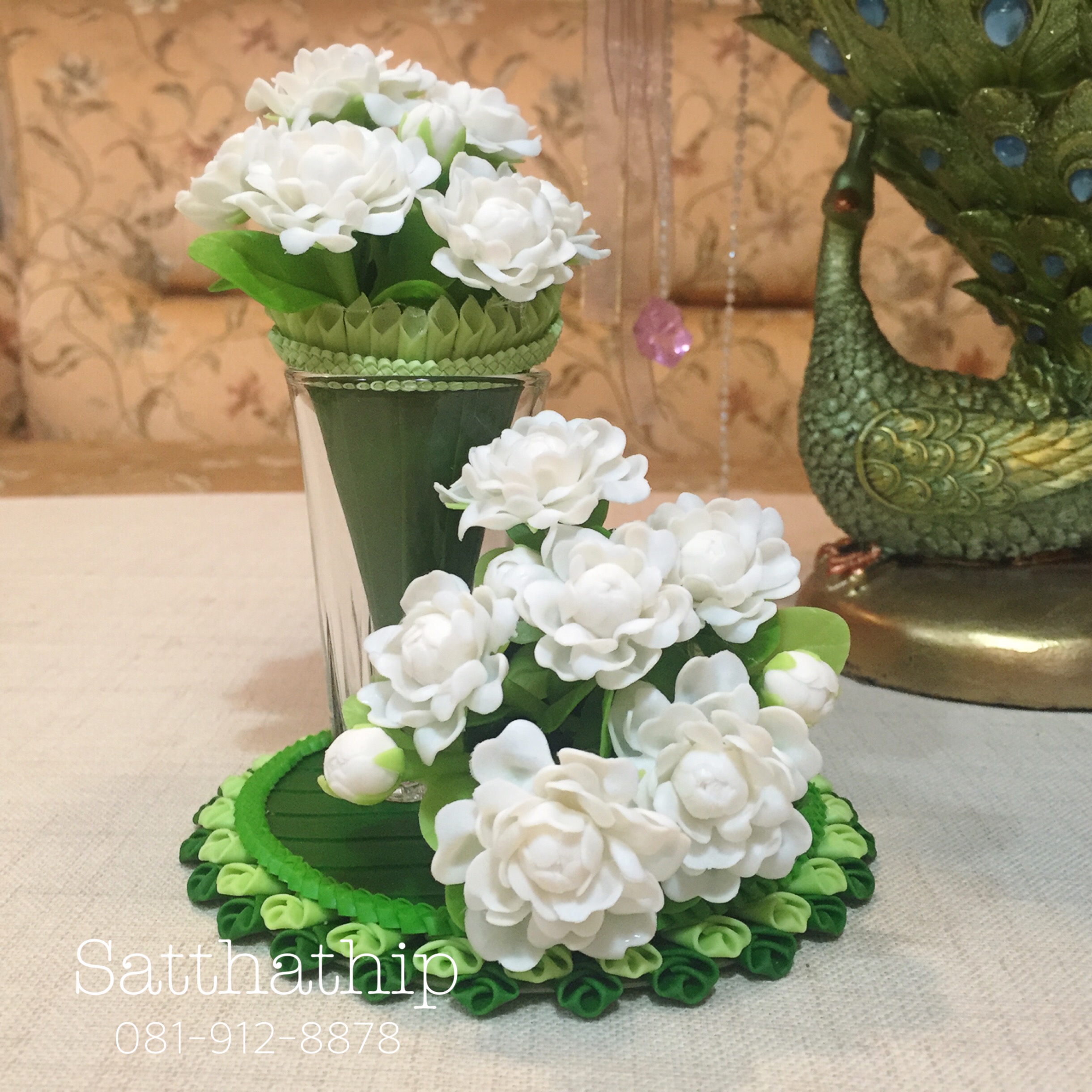 กรวยดอกมะลิ ประดิษฐ์จากดิน - ดอกมะลิดิน - ของขวัญวันแม่ - Jasmine flower