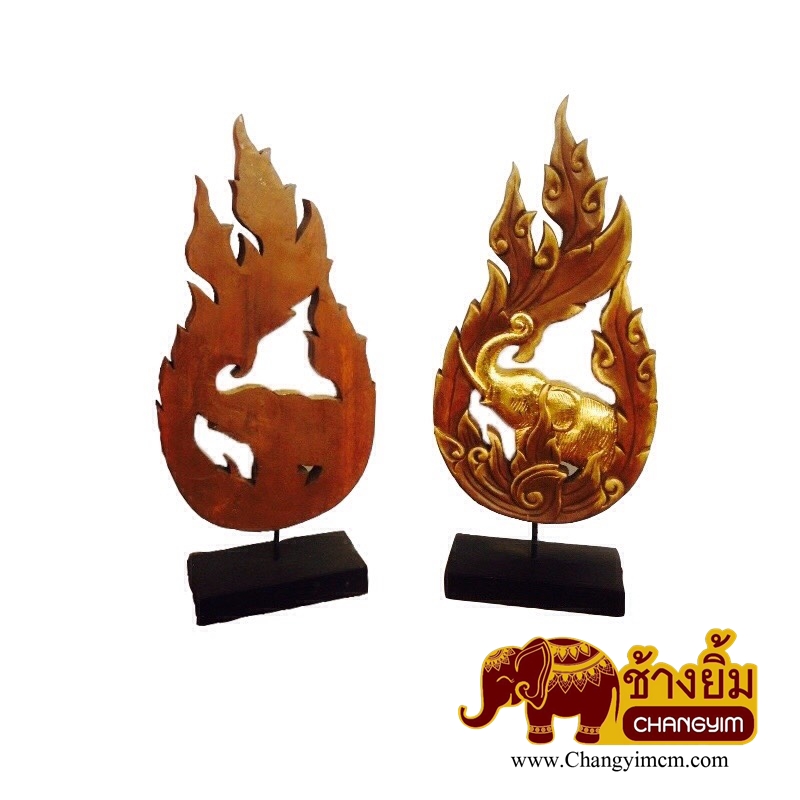 ช้างลายไทย สีน้ำตาล ( คู่ )