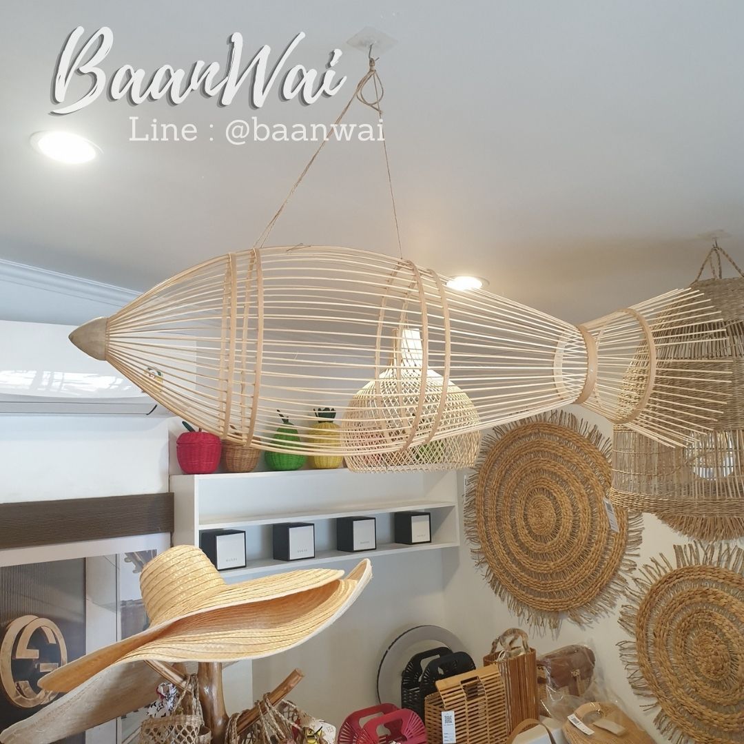 โคมไฟไม้ไผ่ โคมไฟปลา โคมไฟตกแต่ง โคมไฟ