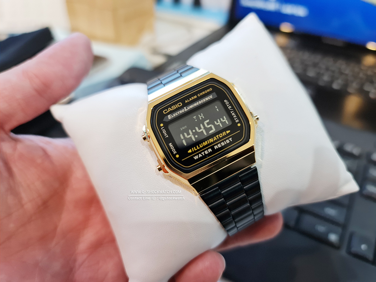 CASIO นาฬิกาข้อมือ นาฬิกากันน้ำ นาฬิกาของแท้ ประกันศูนย์ CMG 1 ปี รุ่น A168WEGB-1B