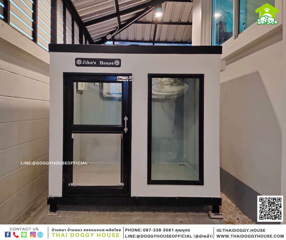 บ้านหมา แบบบ้านBox Style รองรับการติดแอร์