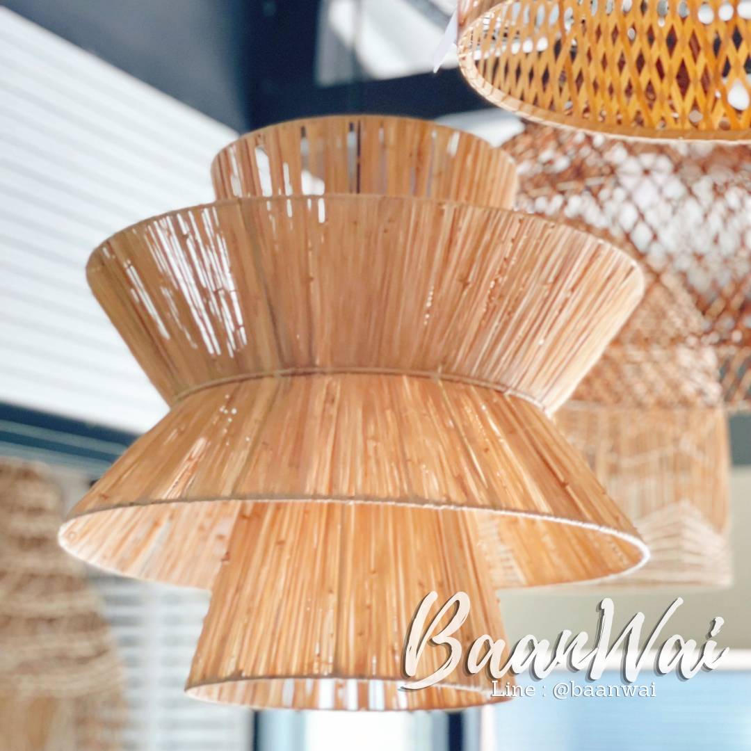 โคมไฟสาน หญ้าราเฟียร์ แบบ 2 ชั้น 45 cm. สูง 43 cm.