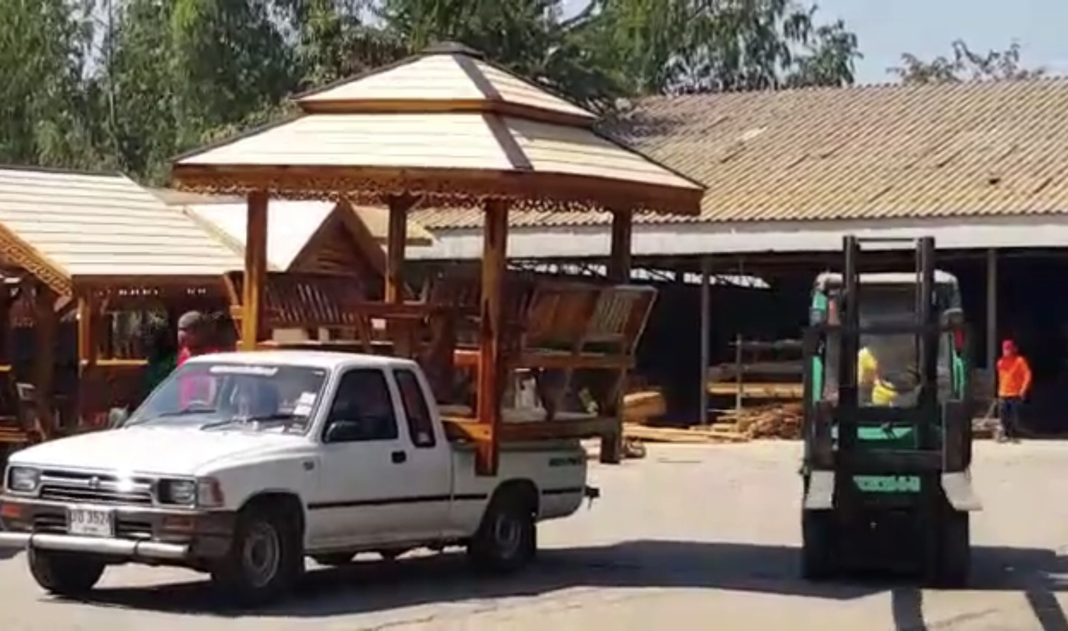 ( รหัส A4 ) ศาลา ไม้สัก สีโอ๊ค อโยธยา คาตาล2ชั้น / ขนาด 2.00x2.00x3.00 เมตร