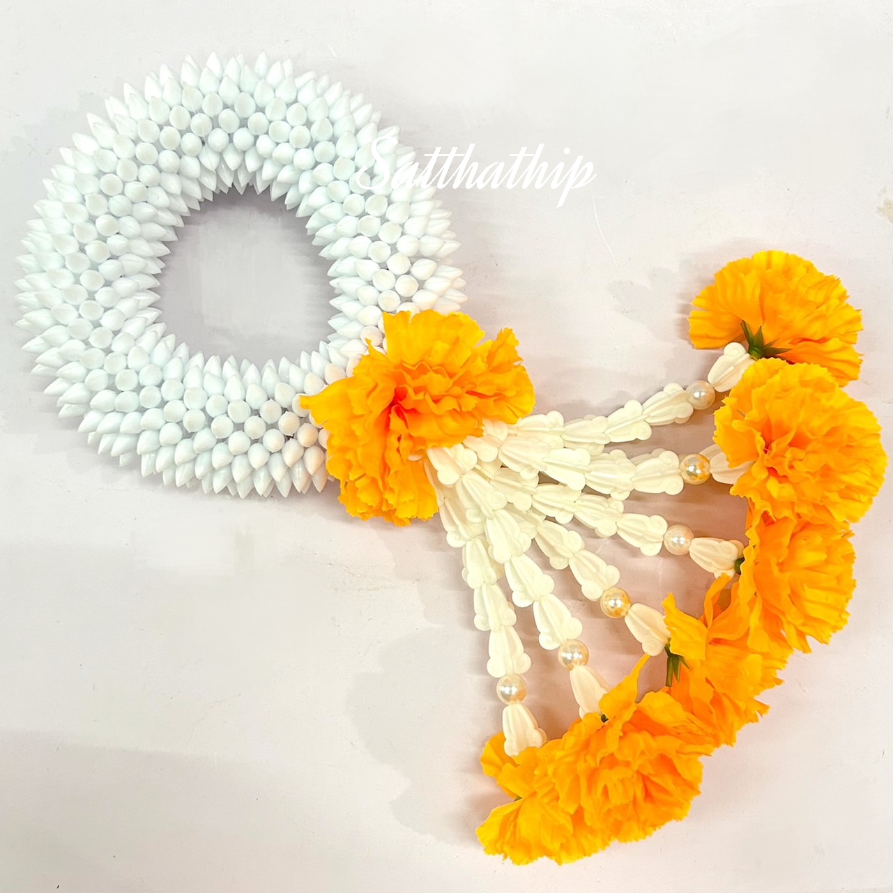 พวงมาลัยดอกดาวเรือง - พวงมาลัยดอกพุด - พวงมาลัยดอกพุดประดิษฐ์ - พวงมาลัยประดิษฐ์