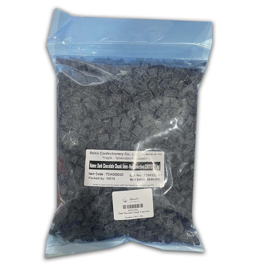 Belcolade Dark Chocolate Chunk 5 mm. 55% Noir Selection C501 1 Kg.. (05-4317-01)