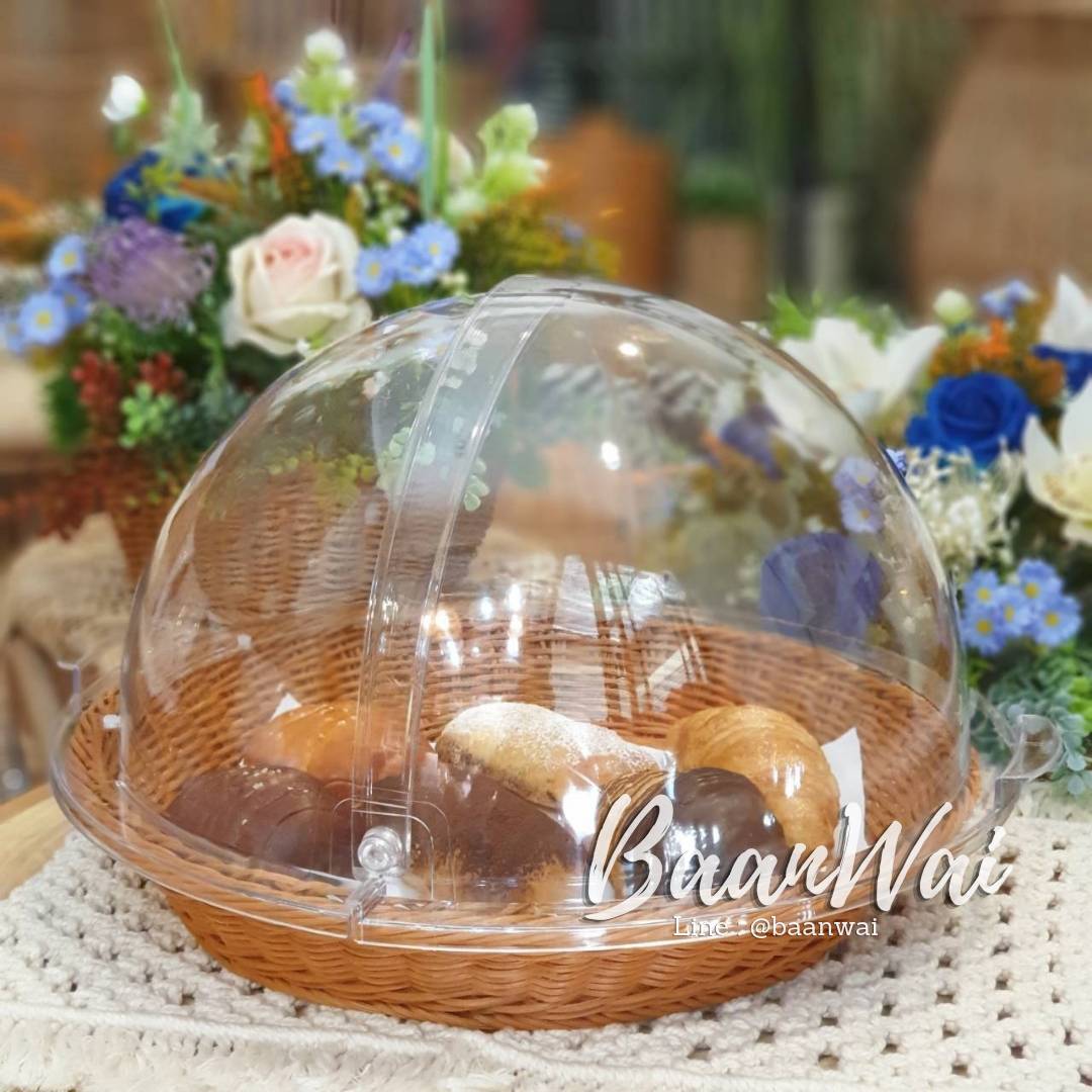 ถาดหวายเทียม ฝาครอบใส