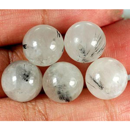 ลูกปัดไหมเงิน (Rutitated Quartz) 46.65 กะรัต 5 ชิ้น