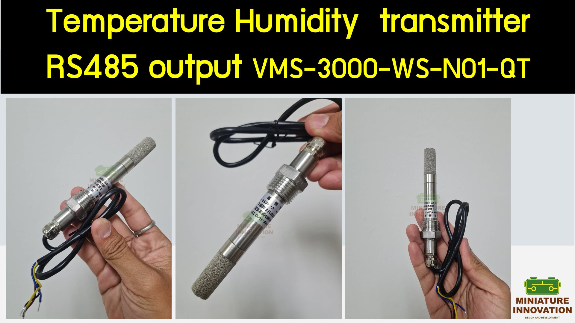 Temperature and humidity sensor transmitter RS485 mini Prob (หัว Stainless มีเกลียว)