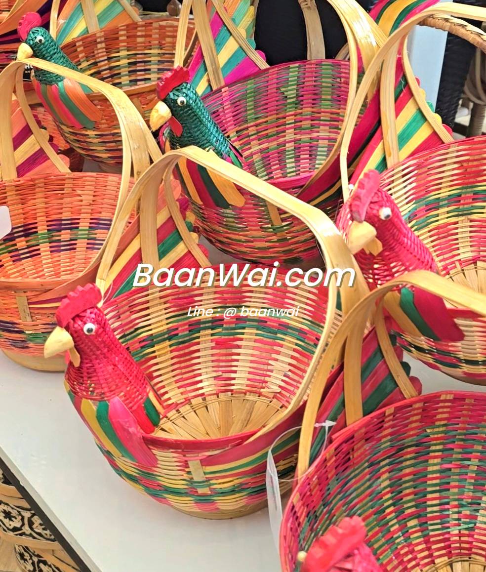 ตะกร้าไก่ ตะกร้าใส่ไข่ ตะกร้าไม้ไผ่ ตะกร้าไม้ไผ่สานทรงไก่ (Random)