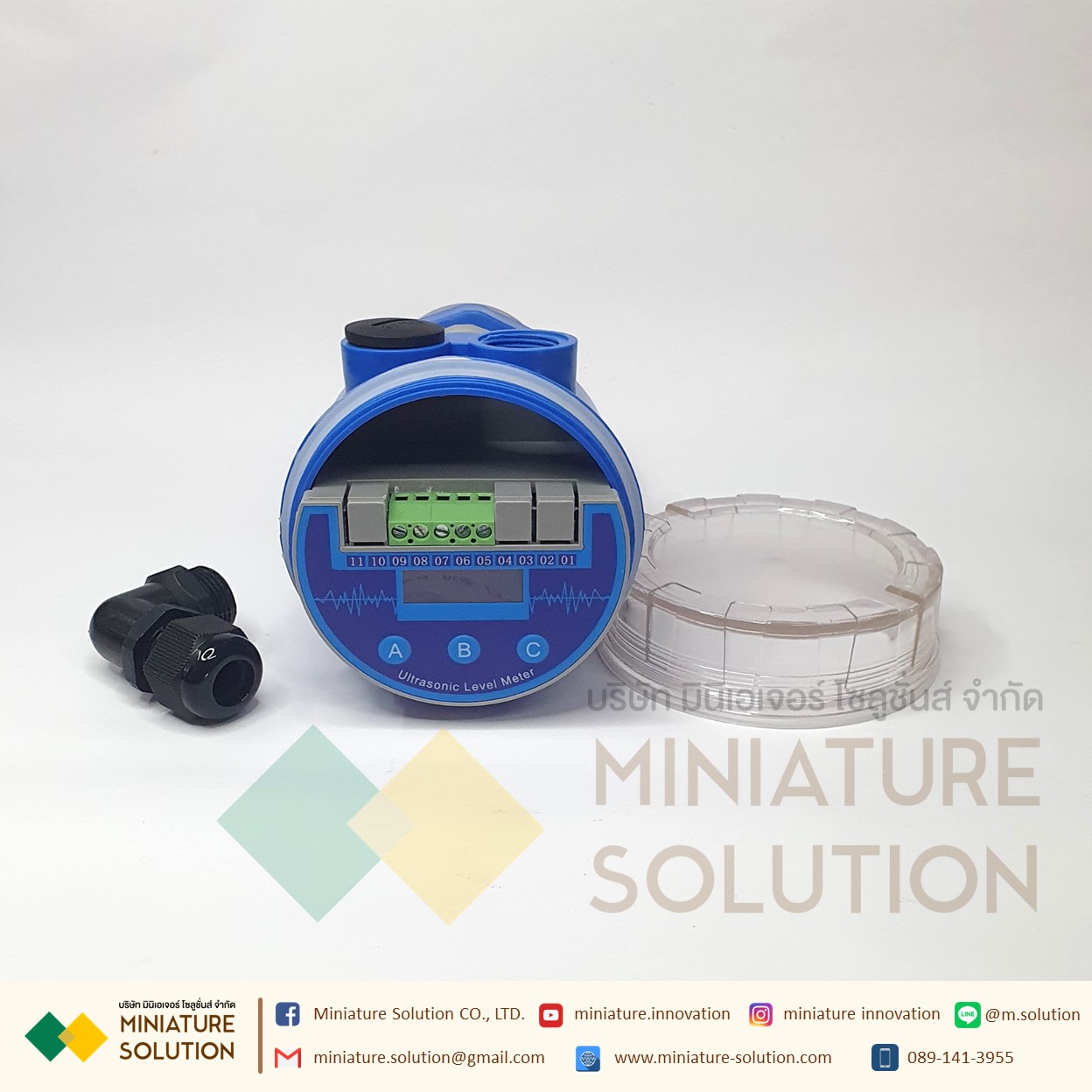 เครื่องวัดระดับของเหลว แบบอัลตร้าโซนิค ส่งสัญญาณ Analog 4-20mA เซนเซอร์วัดความลึกในถังน้ำหรือของเหลว ใช้ในการวัดระดับของเหลวที่ต้องการทราบระดับของของเหลวภายในถังหรือบ่อ Ultrasonic Liquid Level Sensors (SZY-102-AO2) (0-10M) (24VDC)(4-20mA)