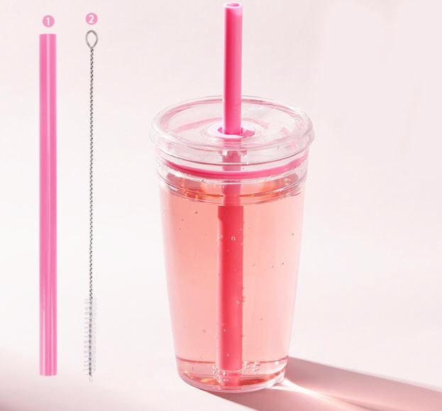 แก้วพลาสติกพร้อมหลอด,แก้วพลาสติก,450ml