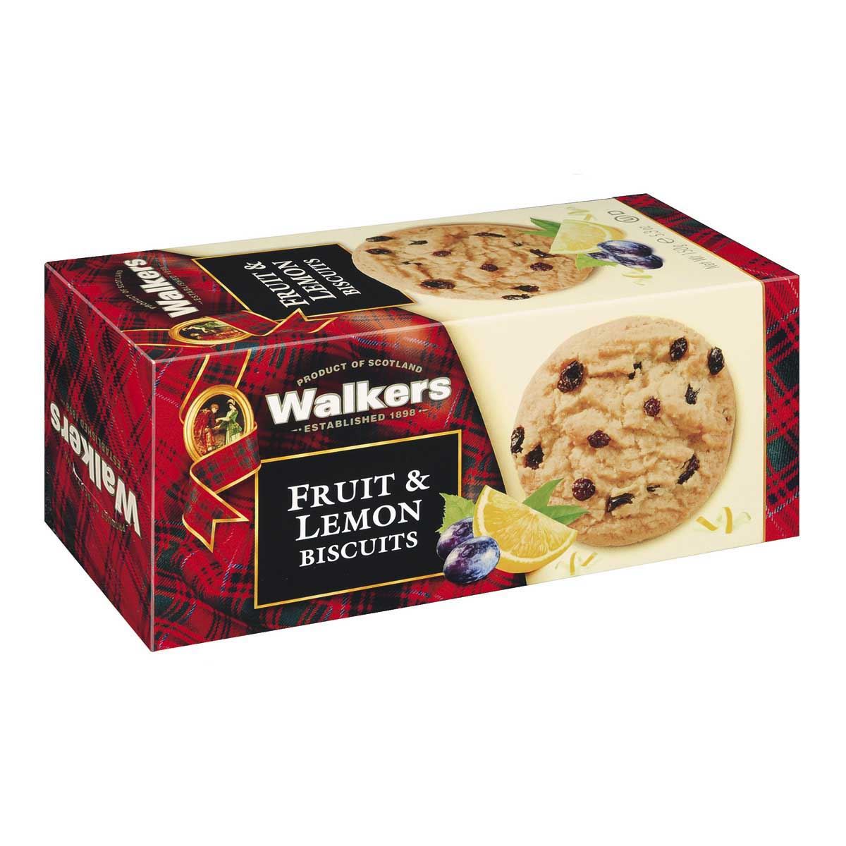 Walkers Fruit & Lemon Biscuits วอล์เกอร์ส ฟรุต แอนด์ เลมอน( บิสกิตผสมลูกเกิดและเลมอน 150g)(05-8640)