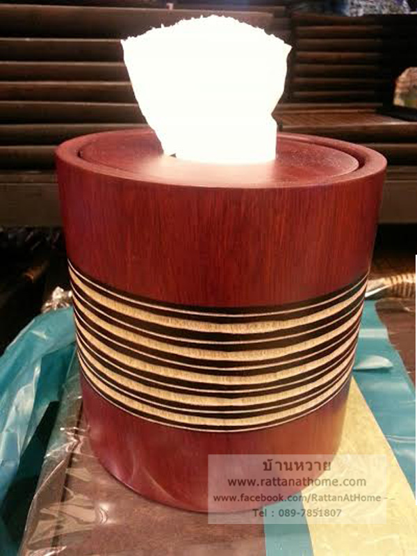 กล่องทิชชูไม้ ทรงกลม