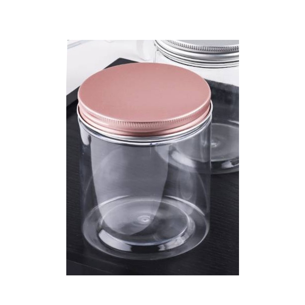 กระปุก Pet ใส ขนาด 8.5x 12 ซม. ความจุ 680 ml. ฝาโรสโกลด์ 1 ใบ (12-8474)