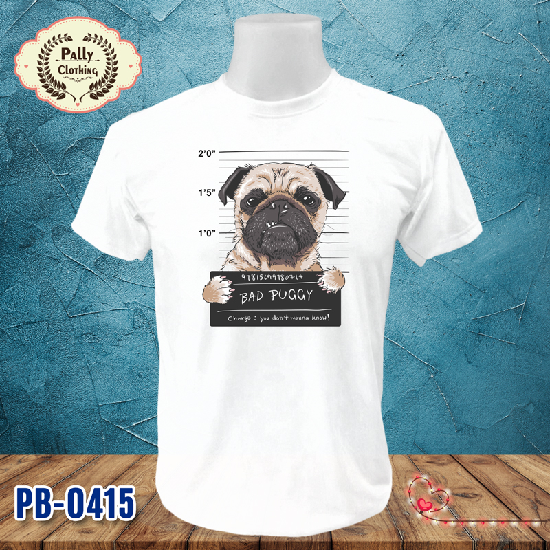 เสื้อยืดลายหมาแมว PB-0415 ลายปั๊ก