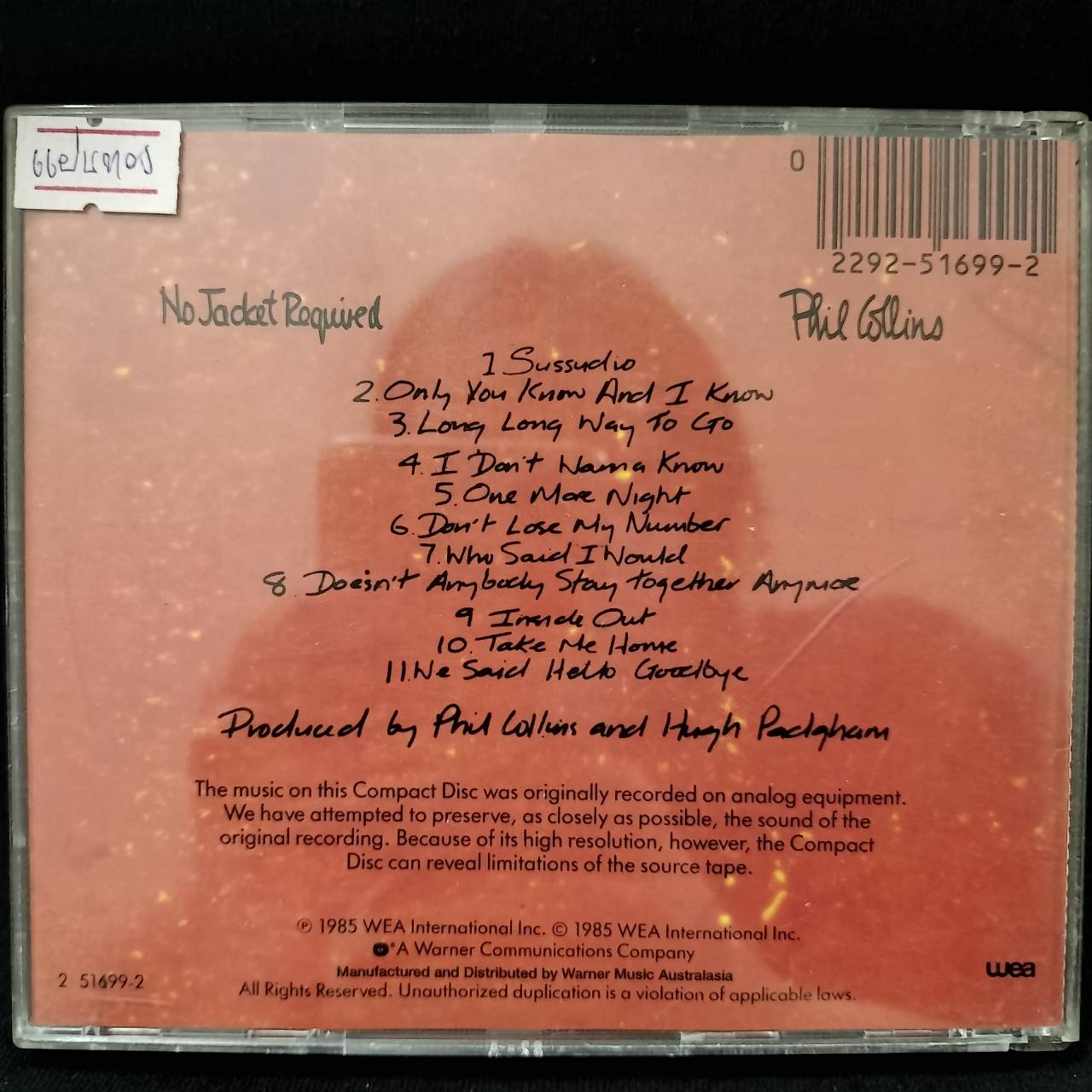 Phil Collins – No Jacket Required / EU / แผ่นทอง / มีรอยบ้าง