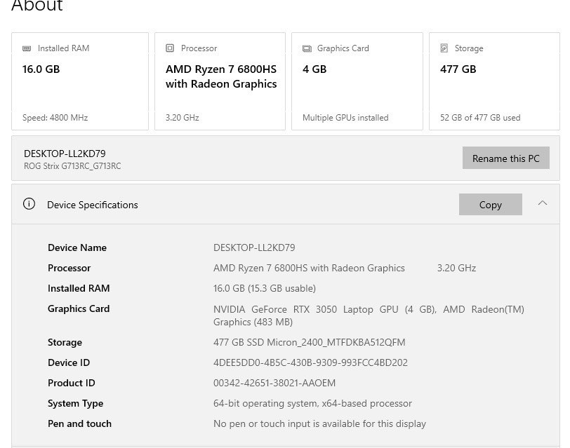 Asus ROG STRIX G17 G713RC-HX032W (ECLIPSE GRAY)