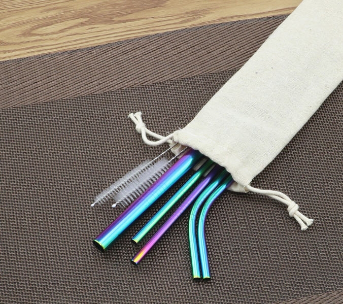 ชุดหลอดสแตนเลส,(หลอด5+แปรง2+ถุงผ้าดิบ1),หลอดสแตนเลส,หลอดลดโลกร้อน