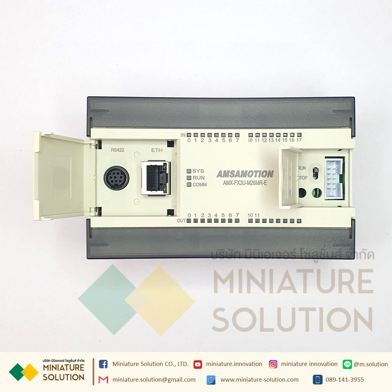 PLC AMSAMOTION AMX-FX3U-M26MR-E รีเลย์ ต่อ expansion โมดูลเพิ่มได้ 16DI/10DO, 2AI/2AO พอร์ต Ethernet ในตัว [AMX-FX3U-M26MR-E]