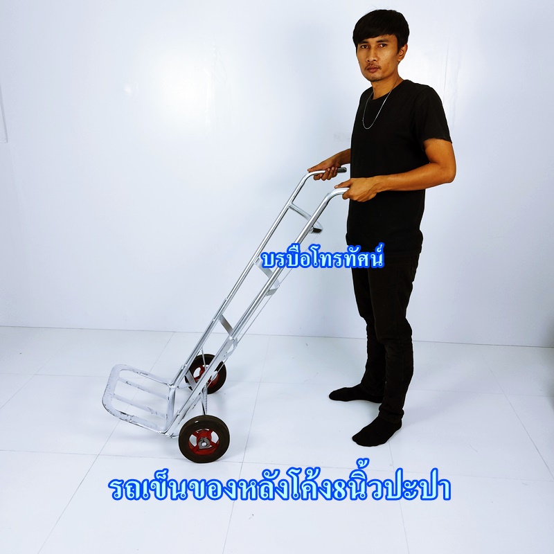 รถเข็นของตลาดสด8นิ้วMปะปา #รถเข็นตะกร้าผัก รถเข็นเหล็ก 2 ล้อฐานโค้ง(เข็นน้ำ เข้นน้ำแข็ง เข็นของ)
