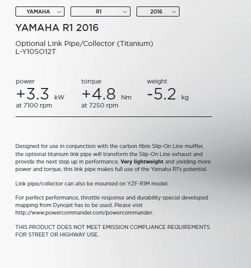 Y-pipe Akrapovic สำหรับ R1 2015+ ปลายคาร์บอน (For Exhibition only)