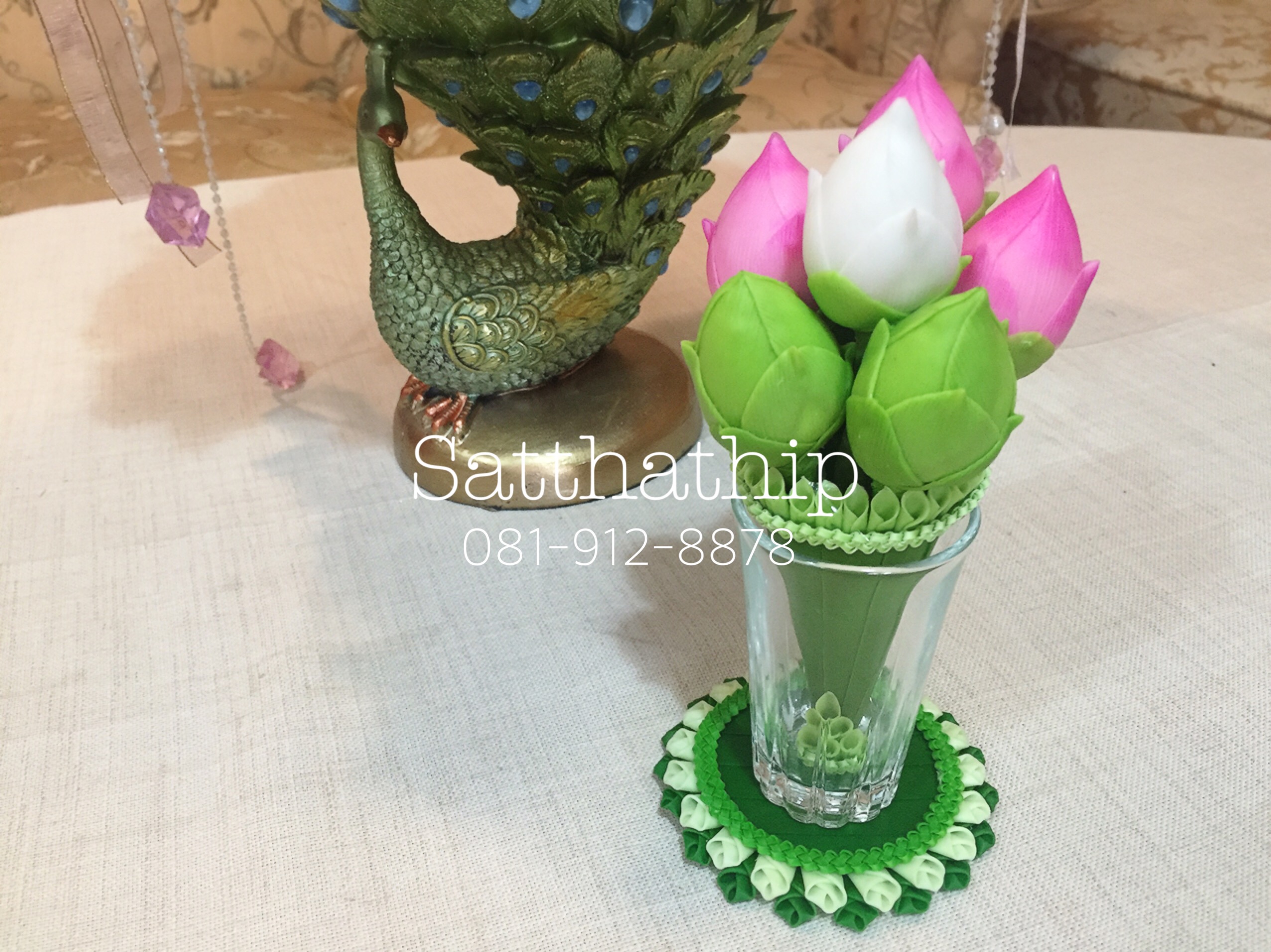 กรวยดอกบัวตูม (6ดอก) ประดิษฐ์จากดิน/ กรวยดอกบัว ประดิษฐ์จากดิน - Lotus Flower