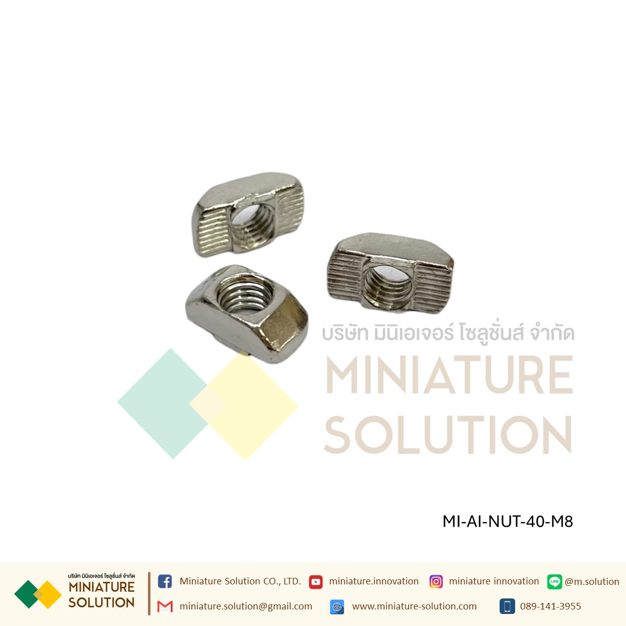 Free-Nut, T-Nut สำหรับสำหรับยึดงานอลูมิเนียมโปรไฟล์ T-type nut aluminum profile (ขนาด 20/30/40 M5/6/8T)