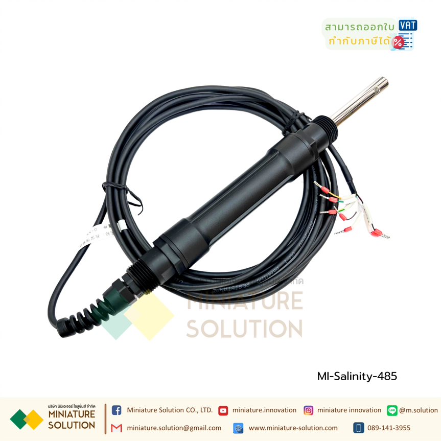 เซ็นเซอร์วัดค่าความเค็มในน้ำ Salinity Sensor electrode probe RS-485 MODBUS RTU Output Seawater salinity sensor : (485) + (4-20mA) dual output, 5% range 5m line