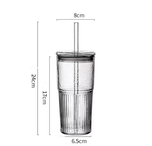 แก้วน้ำ,แก้วใสพร้อมหลอด,แก้วใสใส่น้ำผลไม้