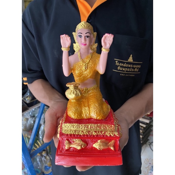 นางกวัก กวักเงิน กวักทอง ค้าขายร่ำรวย เทวีเเห่งโชคลาภ ยาว5นิ้ว สูง9นิ้ว