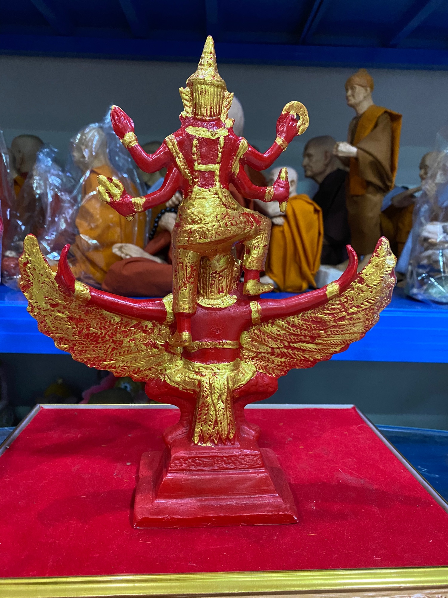 นารายณ์ทรงครุฑ กว้าง9นิ้ว สูง 11 นิ้ว องค์สีเเดง