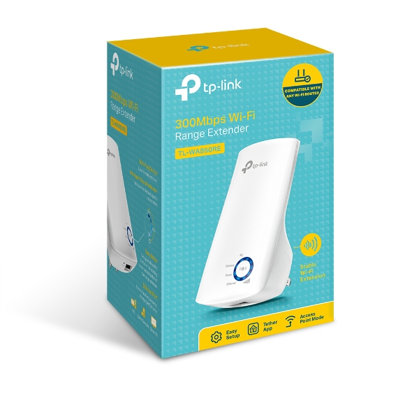 TL-WA850RE Extender 300Mbps Wireless N Wall Plugged Range Extender, QCA(Atheros), 2T2R, 2.4GHz, 802.11n/g/b, Ranger Extender button,