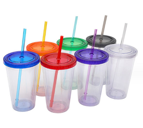 แก้วใส,แก้วพลาสติกใส,แก้วพลาสติกใสพร้อมหลอด,แก้วพลาสติก2ชั้น,16oz,480ml