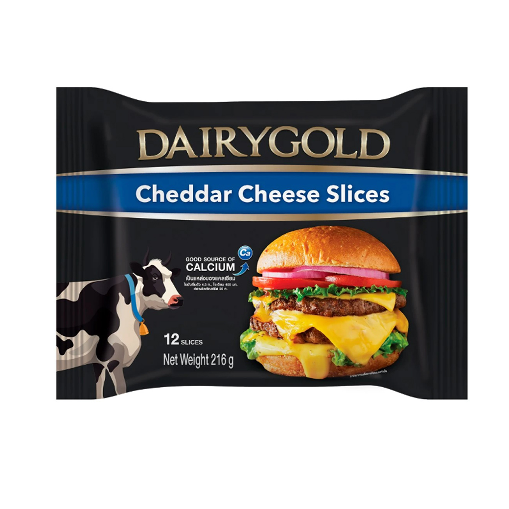 Dairy Gold Cheddar Cheese 12 Slices 216 g. (02-8580)(สินค้าแช่เย็น)