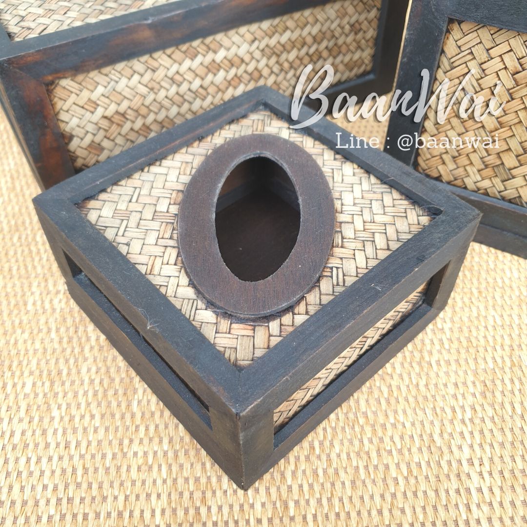 กล่องทิชชูไม้ไผ่สาน กล่องทิชชูไม้