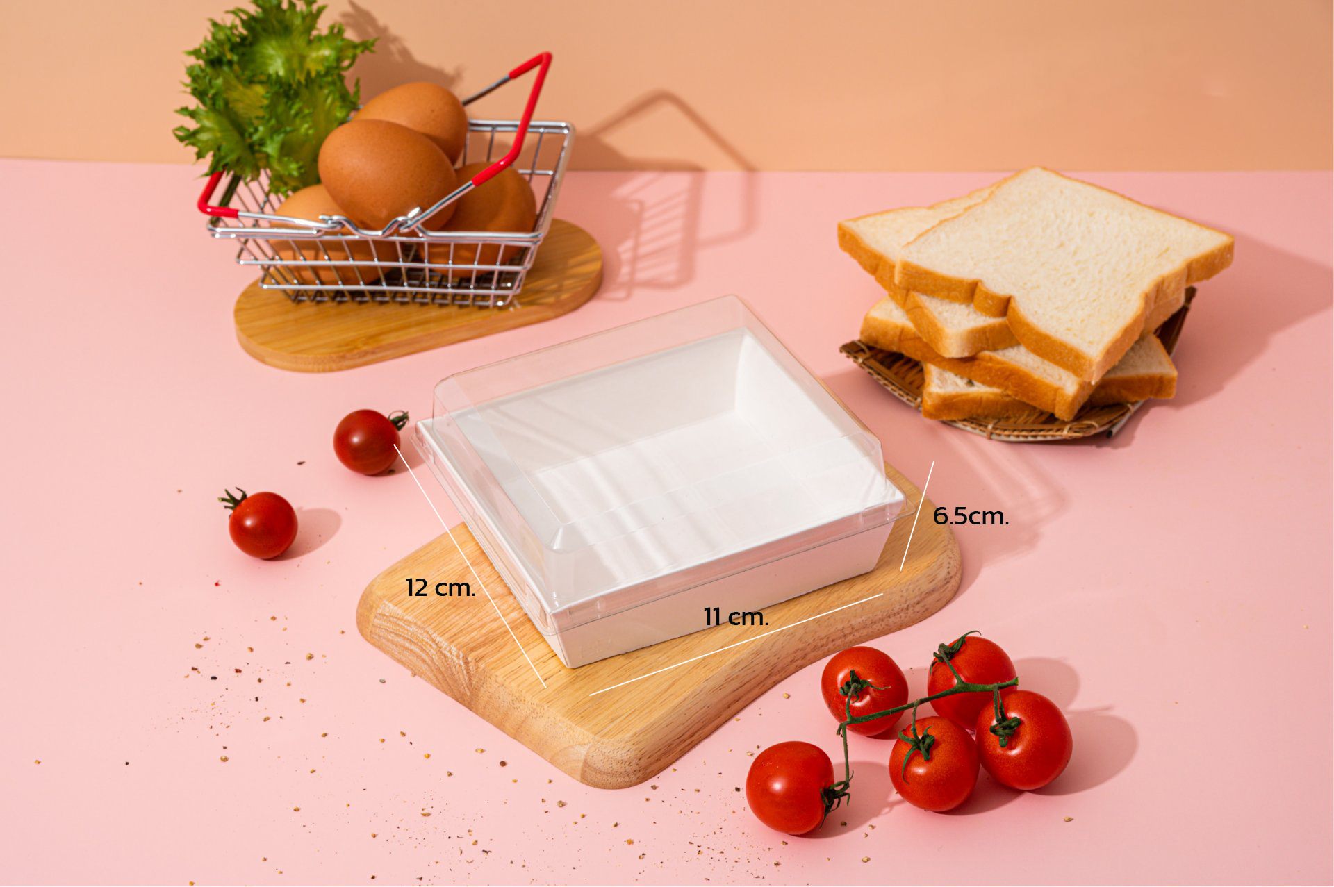 กล่องจัตุรัสขาวใหญ่ 11 x 12 x 6 cm. + ฝา 20 ชิ้น (ฺฺBBX) (09-8115)