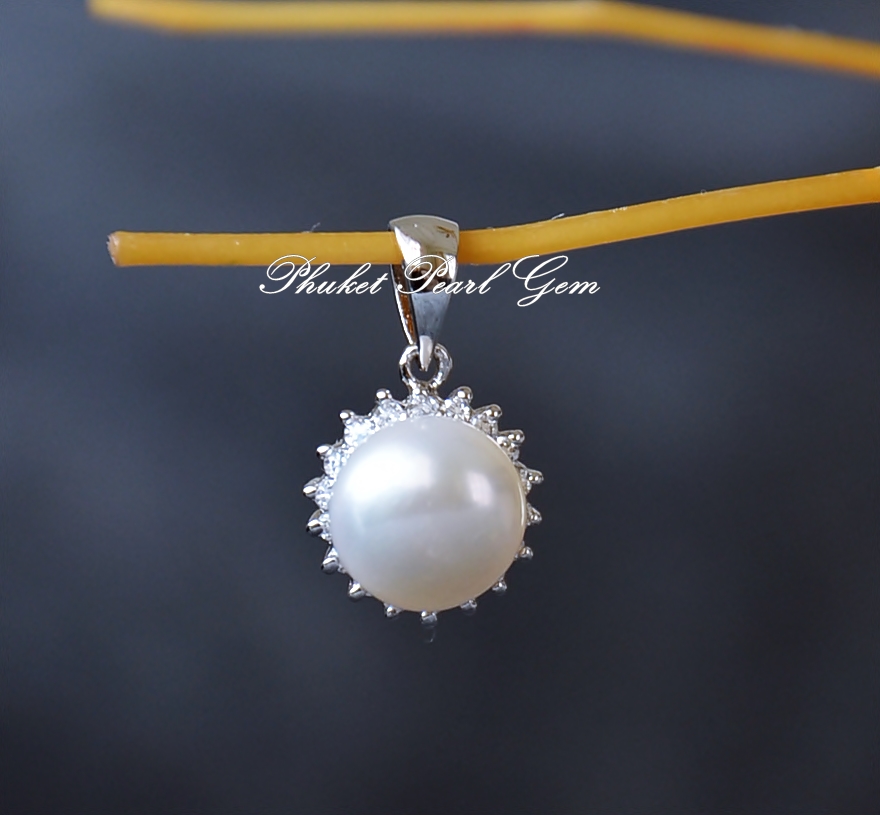 Sterling Silver Huge White Pearl Elegance Pendant