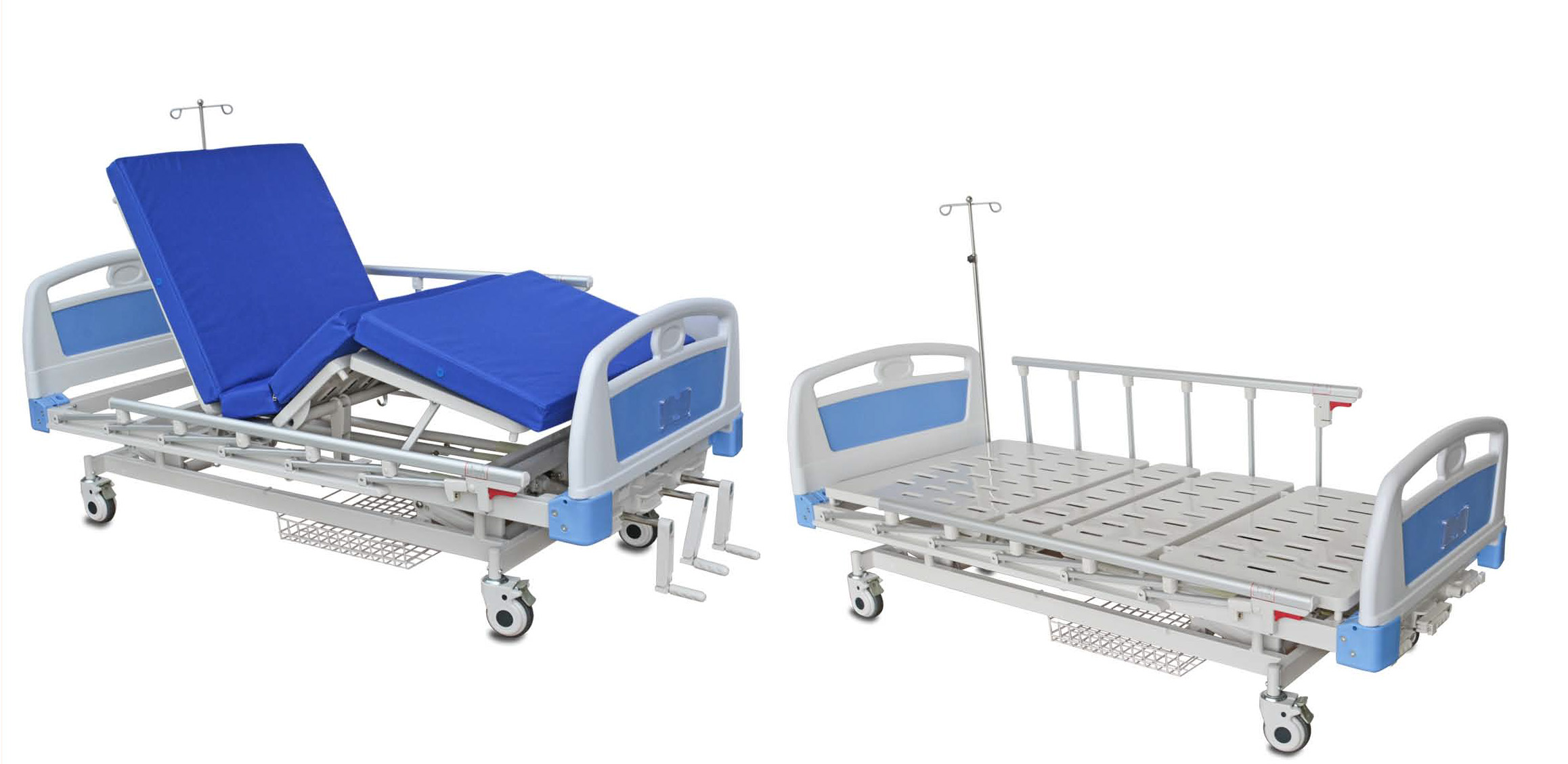 เตียง 3 ไก มือหมุน (พร้อมเสาน้ำเกลือ + ที่นอน 4 พับ + ที่วางของใต้เตียง) ***ส่งฟรีทั่่วประเทศ***