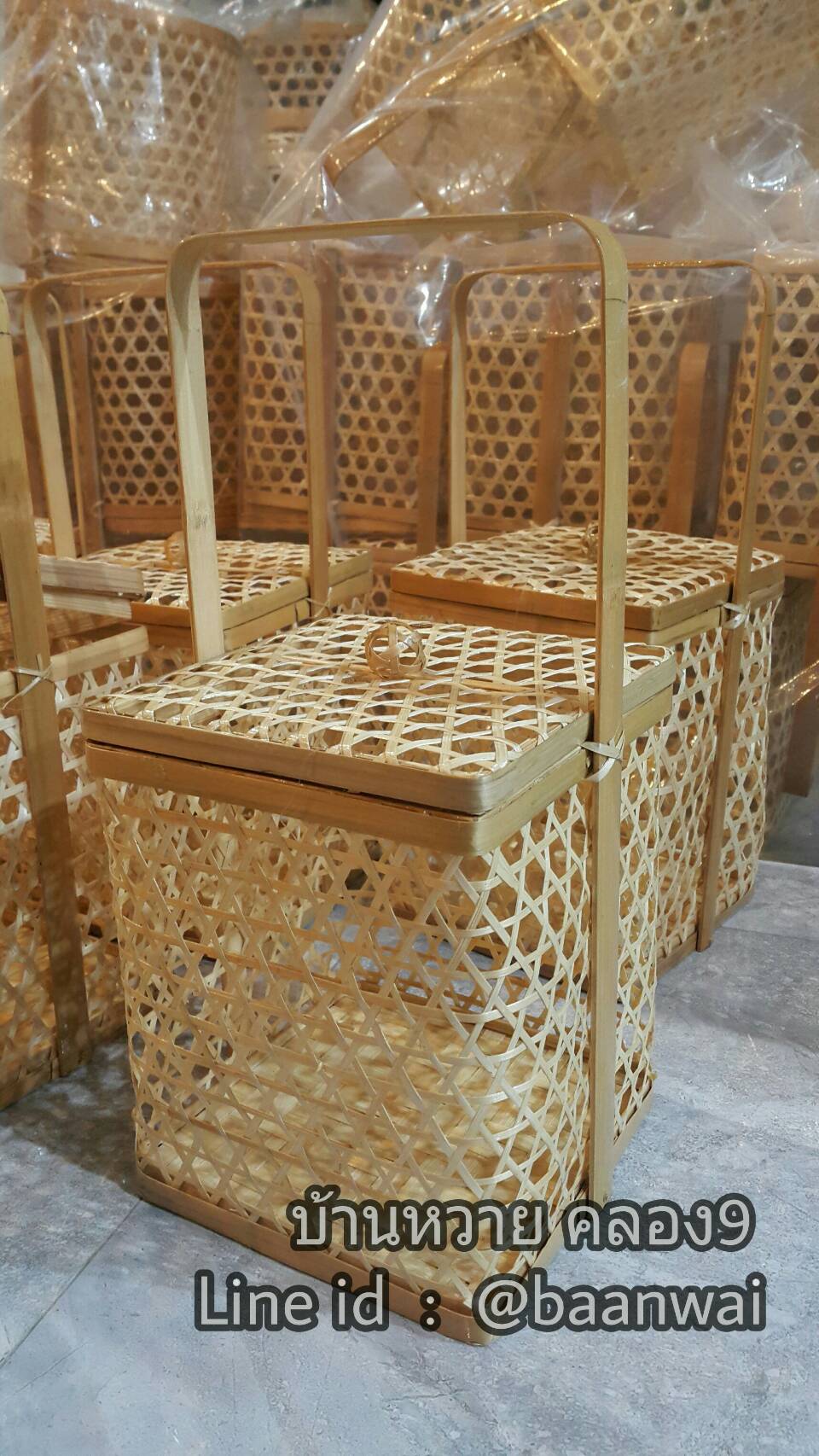 ปิ่นโตไม้ไผ่ ปิ่นโตชะลอม ทรงเหลี่ยม / ทรงกลม