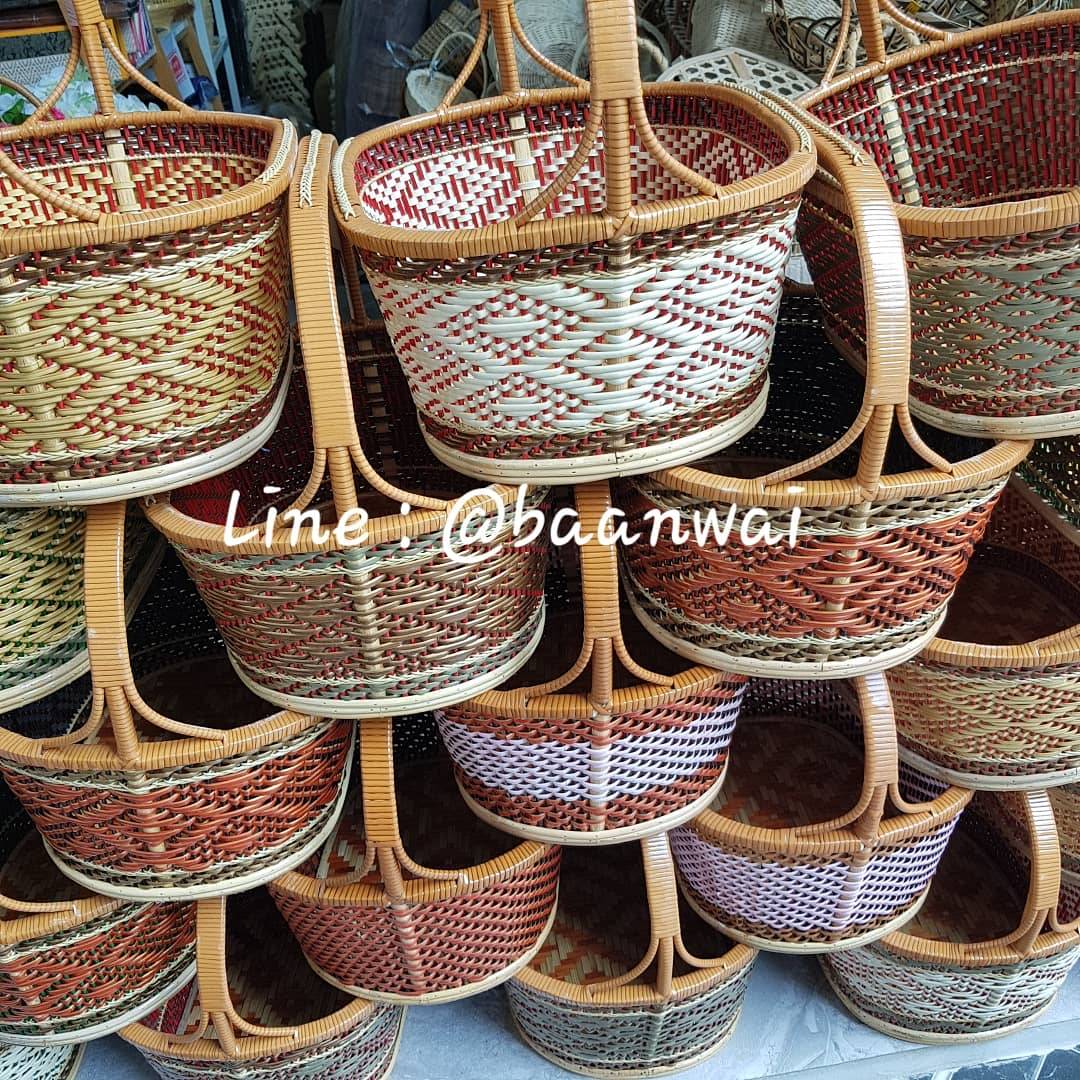 ตะกร้าทำบุญ ตะกร้าไปวัด ตะกร้าลายไทย