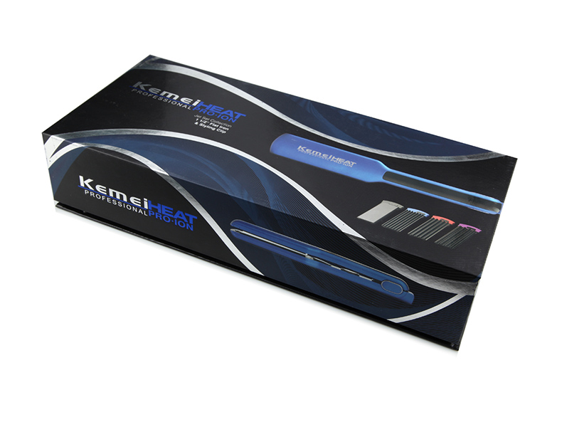 Kemei Heat Pro ION เครื่องหนีบผม 4 in 1 หนีบผมตรง หยัก และม้วนลอน เปลี่ยนแผ่นความร้อนไททาเนี่ยม 4 แบบ KM-1078 ร้อนเร็ว ปรับอุณหภูมิ 170-230 องศา - สีฟ้า