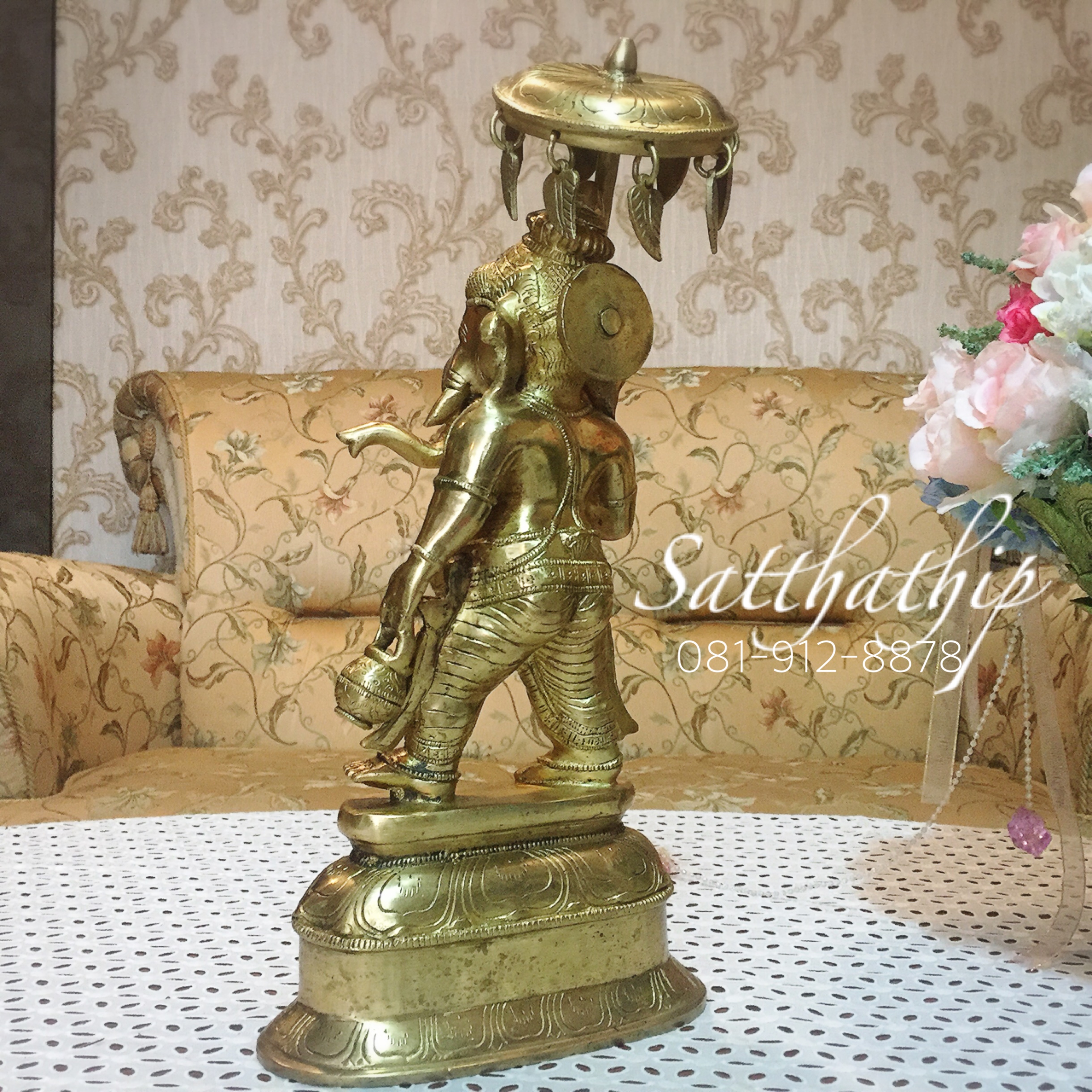 พระพิฆเนศปางนารทคเณศ (ทองเหลือง) ผลิตและนำเข้าจากอินเดีย - Ganesha: Lord of Success