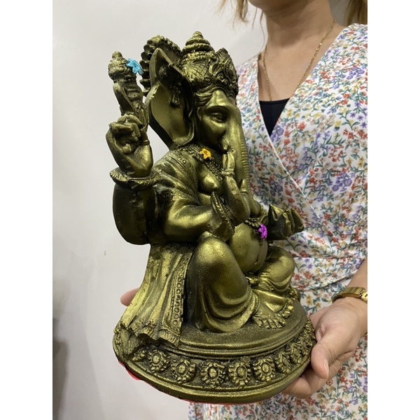 พระพิฆเนศ ปางประทานพร กว้าง8นิ้ว สูง16นิ้ว สีทองโบราณ