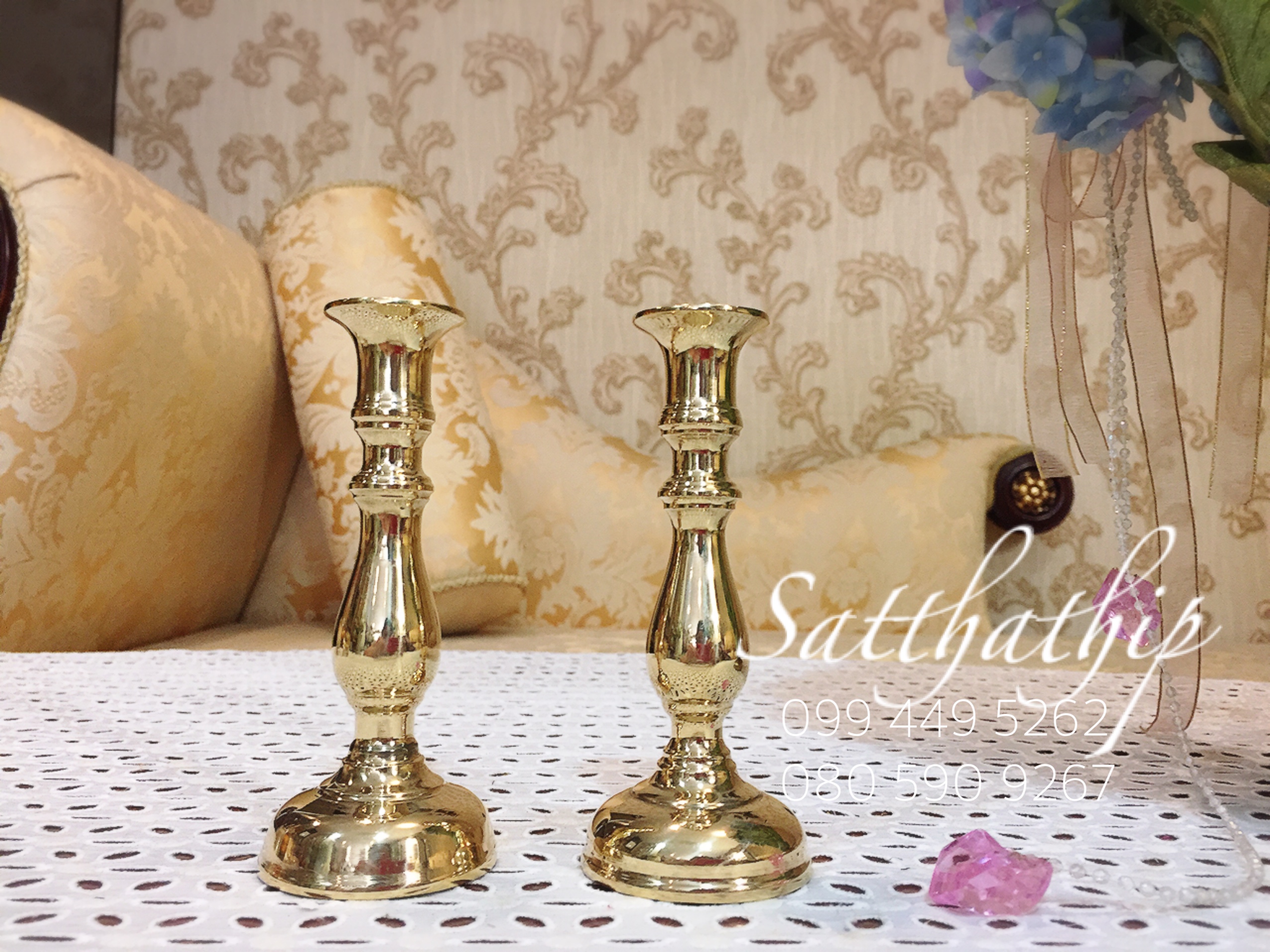 เชิงเทียนทองเหลือง (ขนาด สูง 5 นิ้ว)