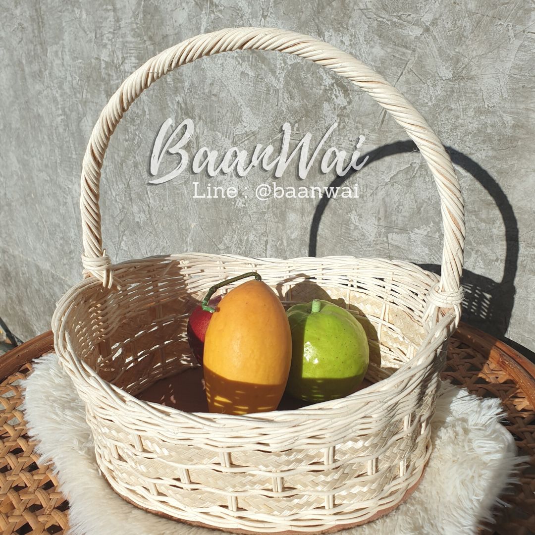 กระเช้า Code-006 ฟอกขาว ทรงรีปากเว้า (สีขาว)