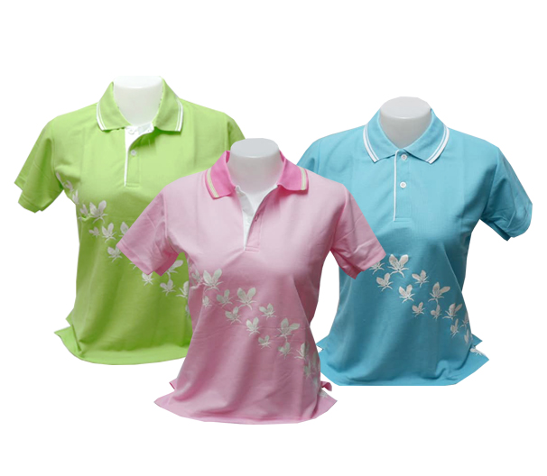 เสื้อโปโลลายกลัวยไม้ขาว