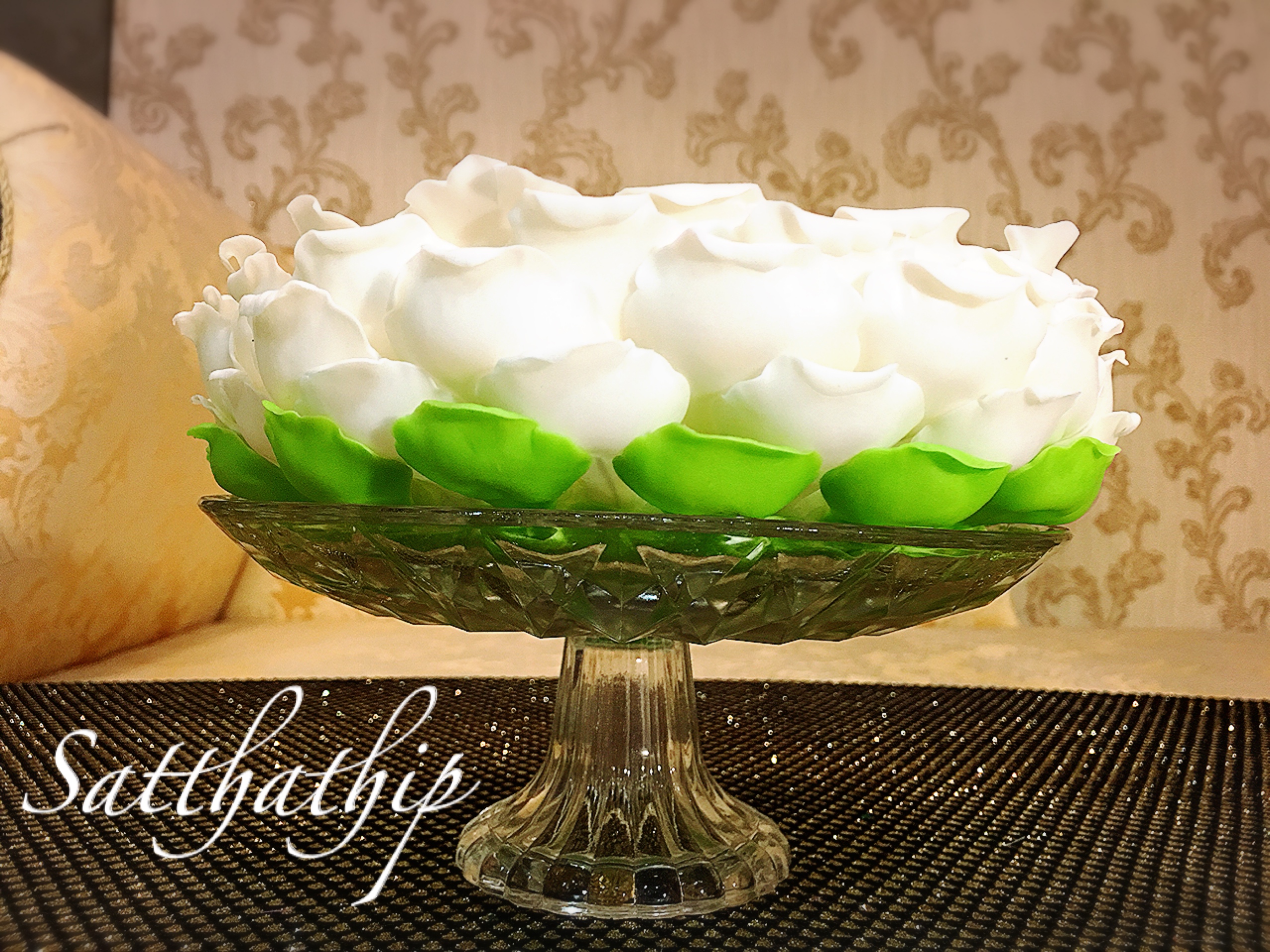 ถาดดอกมะลิ ประดิษฐ์จากดิน - ฐานดอกมะลิ ประดิษฐ์จากดิน - พานดอกมะลิ ประดิษฐ์จากดิน - ถาดมะลิดินปั้น - ฐานมะลิดินปั้น - พานมะลิดินปั้น -Tray