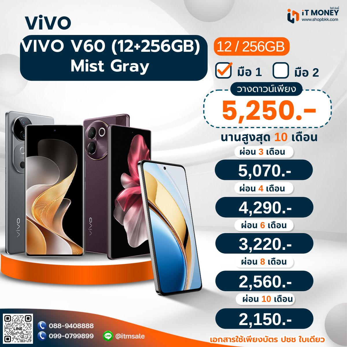 VIVO V60 (12+256GB) Mist Gray