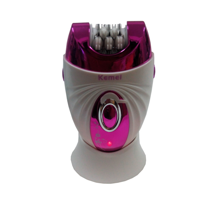 Kemei เครื่องกำจัดขนไฟฟ้า 3 in 1 ทั้งถอน&โกน รุ่น KM-205 สามารถชาร์ทไฟพร้อมแท่นชาร์ท พร้อมอุปกรณ์เสริม - สีชมพู